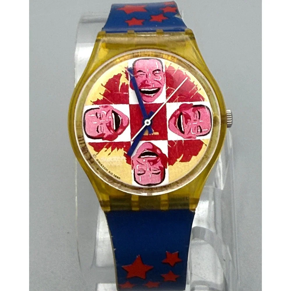 Vintage 1996 Swatch GJ117 Wild Laugh Yue Min Jun Artist Limited Edition Watch